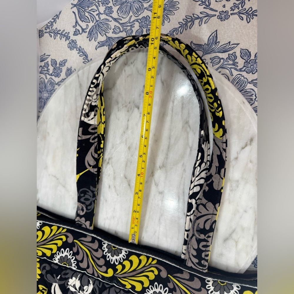 Vera Bradley Floral Tote Bag Black, Yellow, Cream with matching coin purse - Picture 3 of 10